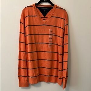 Tommy Hilfiger Men's Orange Striped Sweater